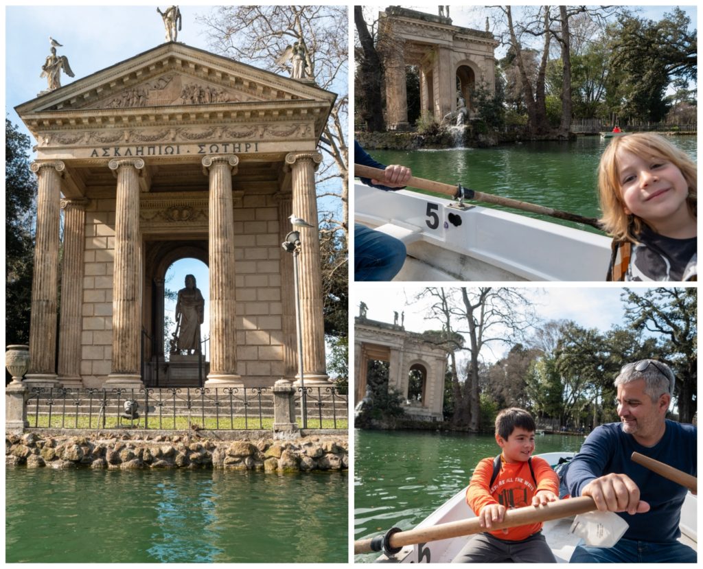 Activités à Rome en famille, canoter au parc de la villa Borghese